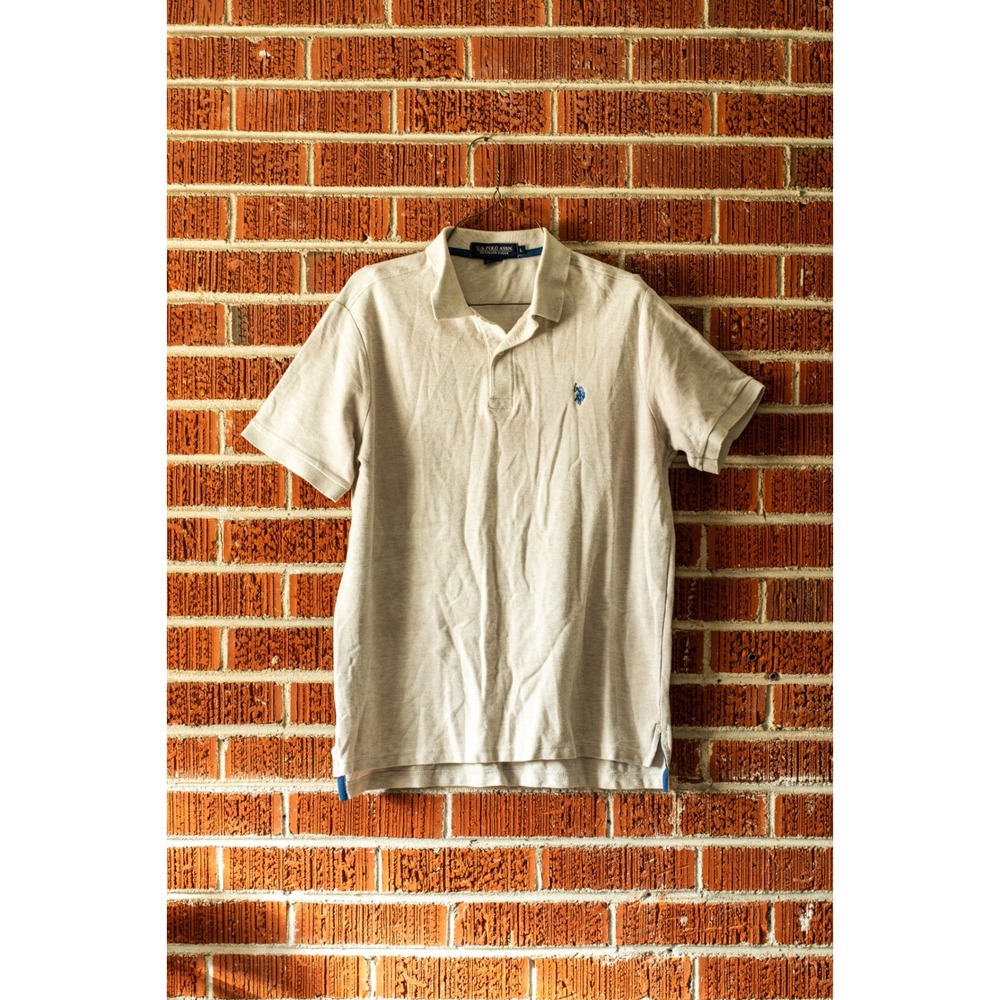 US Polo Assn Ultimate Pique Polo Shirt Mens Large Gray Short Sleeve Logo